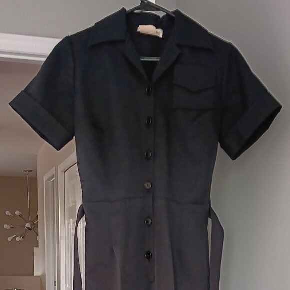 Vintage Perruzza Sportswear Navy Blue Wide Leg Button Up Belted Jumpsuit 70s - Picture 8 of 12